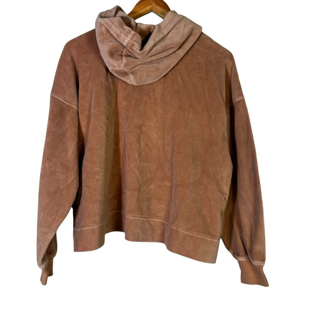 Aerie Velour Cropped Hoodie Womens XS Dusty Rose Cozy Lounge Athleisure - Picture 3 of 5